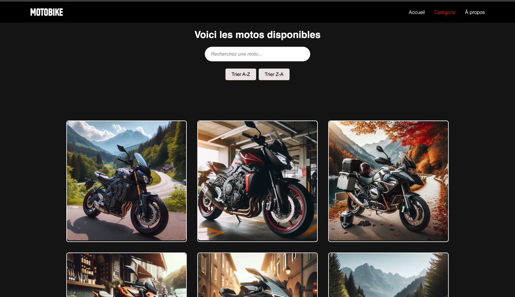 Fiche détaillée d'une moto avec ses caractéristiques